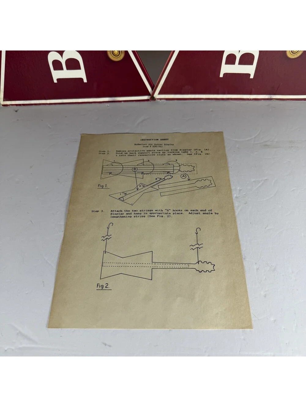 Vintage Budweiser Air Guitar Cardboard Display Lot w/ Instructions Breweriana
